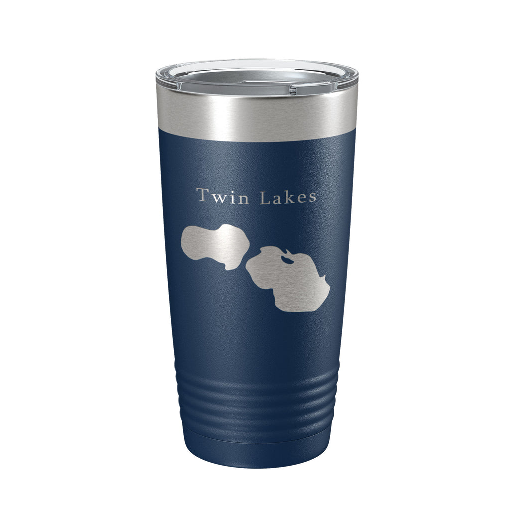 Twin Lakes Map Tumbler Travel Mug Insulated Laser Engraved Coffee Cup Muskegon County Michigan 20 oz