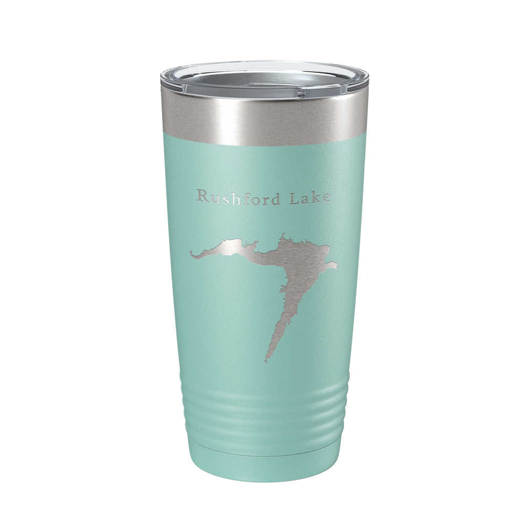 Rushford Lake Map Tumbler Travel Mug Insulated Laser Engraved Coffee Cup New York 20 oz