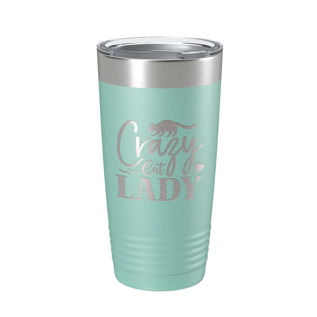 Crazy Cat Lady Tumbler Travel Mug Funny Cat Lover Gift Insulated Laser Engraved Coffee Cup 20 oz