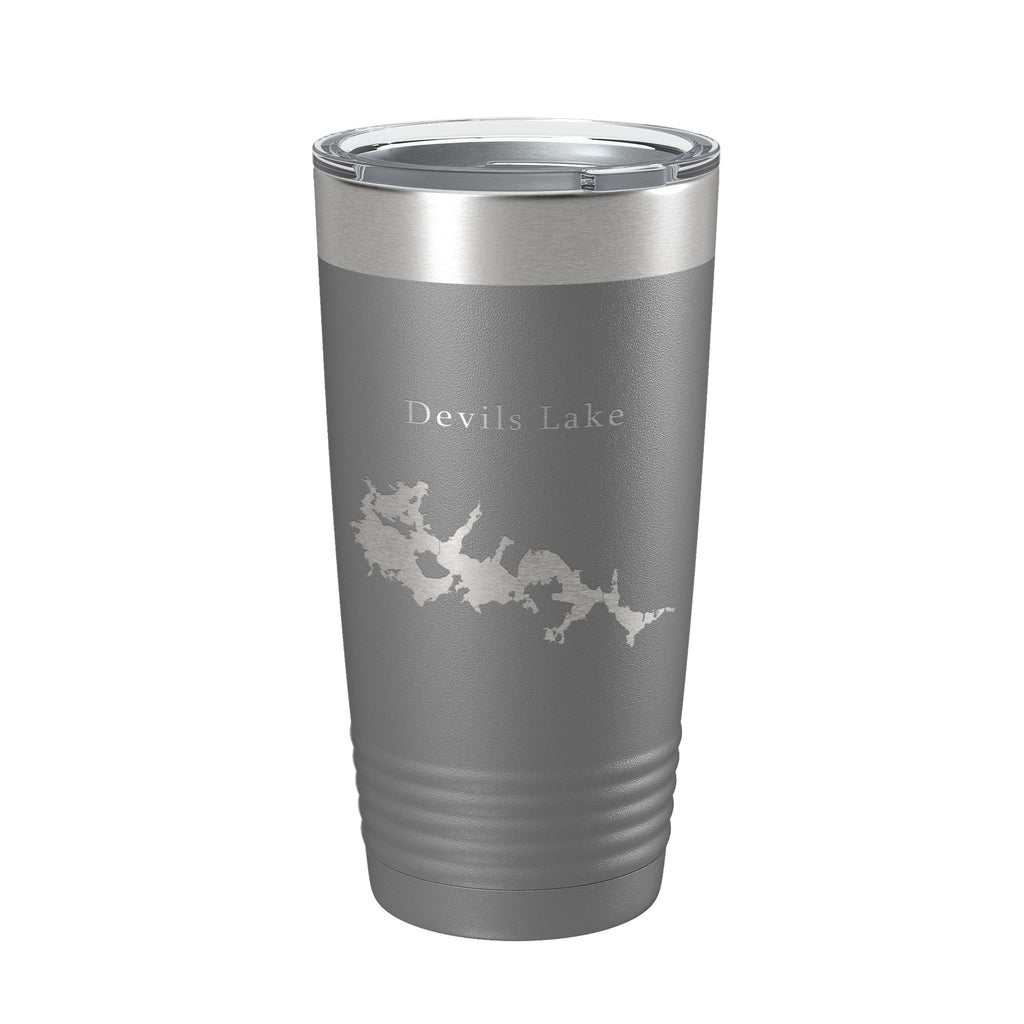 Devils Lake Map Tumbler Travel Mug Insulated Laser Engraved Coffee Cup North Dakota 20 oz