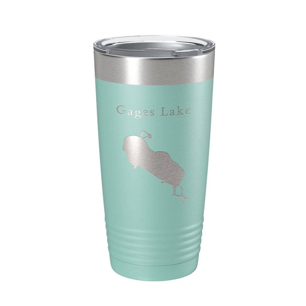 Gages Lake Map Tumbler Travel Mug Insulated Laser Engraved Coffee Cup Illinois 20 oz