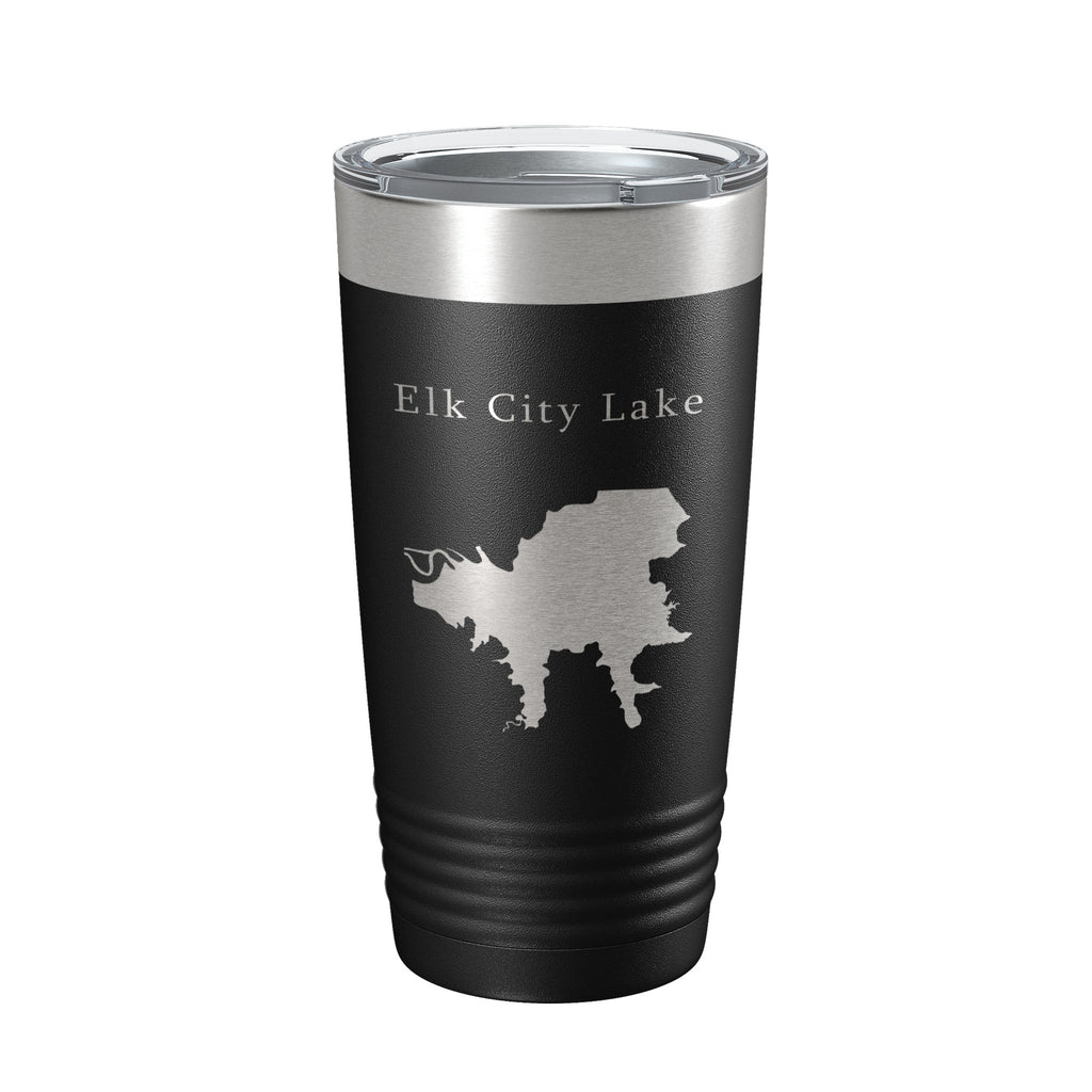 Elk City Lake Map Tumbler Travel Mug Insulated Laser Engraved Coffee Cup Kansas 20 oz