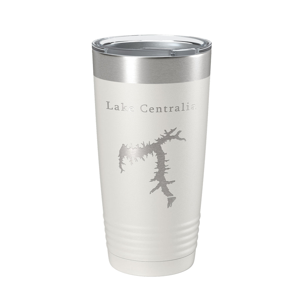 Lake Centralia Map Tumbler Travel Mug Insulated Laser Engraved Coffee Cup Illinois 20 oz