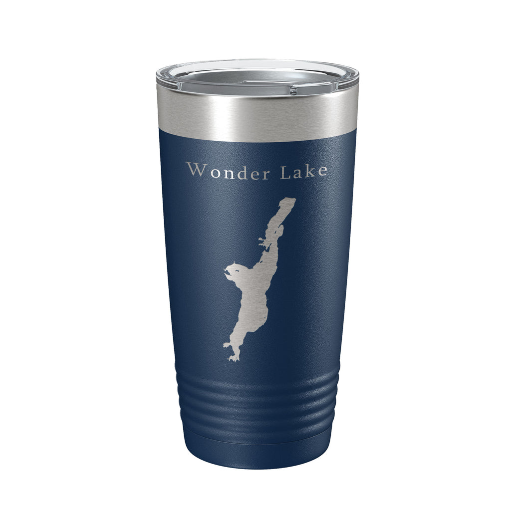 Wonder Lake Map Tumbler Travel Mug Insulated Laser Engraved Coffee Cup Illinois 20 oz