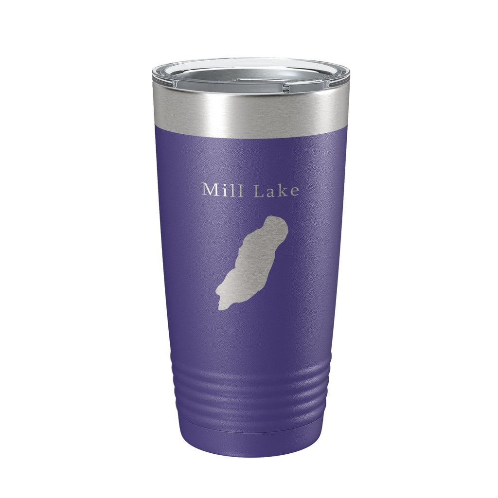 Mill Lake Map Tumbler Travel Mug Insulated Laser Engraved Coffee Cup Michigan 20 oz