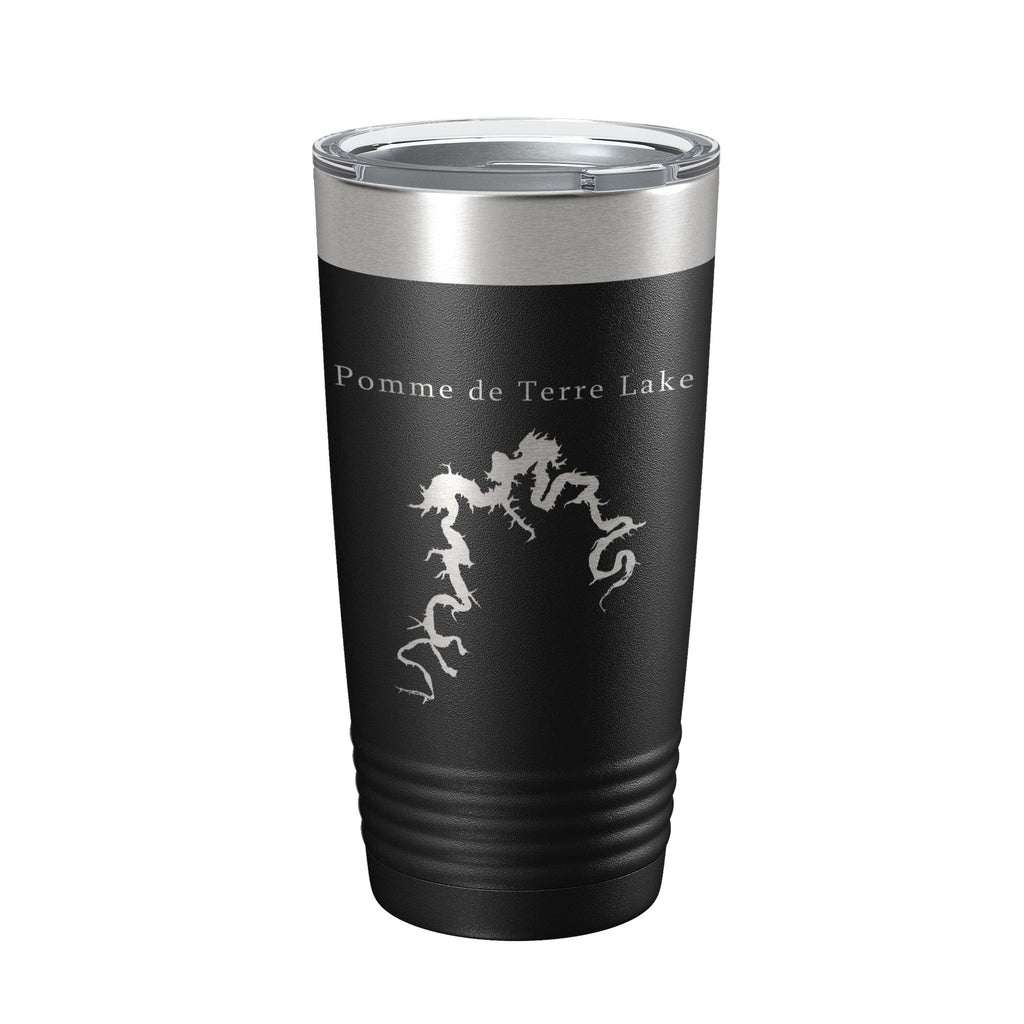 Pomme de Terre Lake Map Tumbler Travel Mug Insulated Laser Engraved Coffee Cup Missouri 20 oz