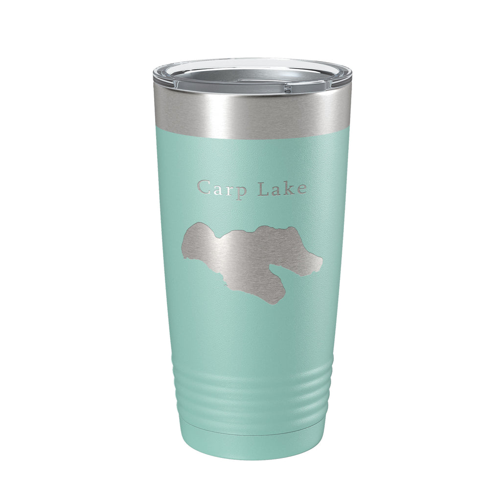 Carp Lake Map Tumbler Travel Mug Insulated Laser Engraved Coffee Cup Michigan 20 oz