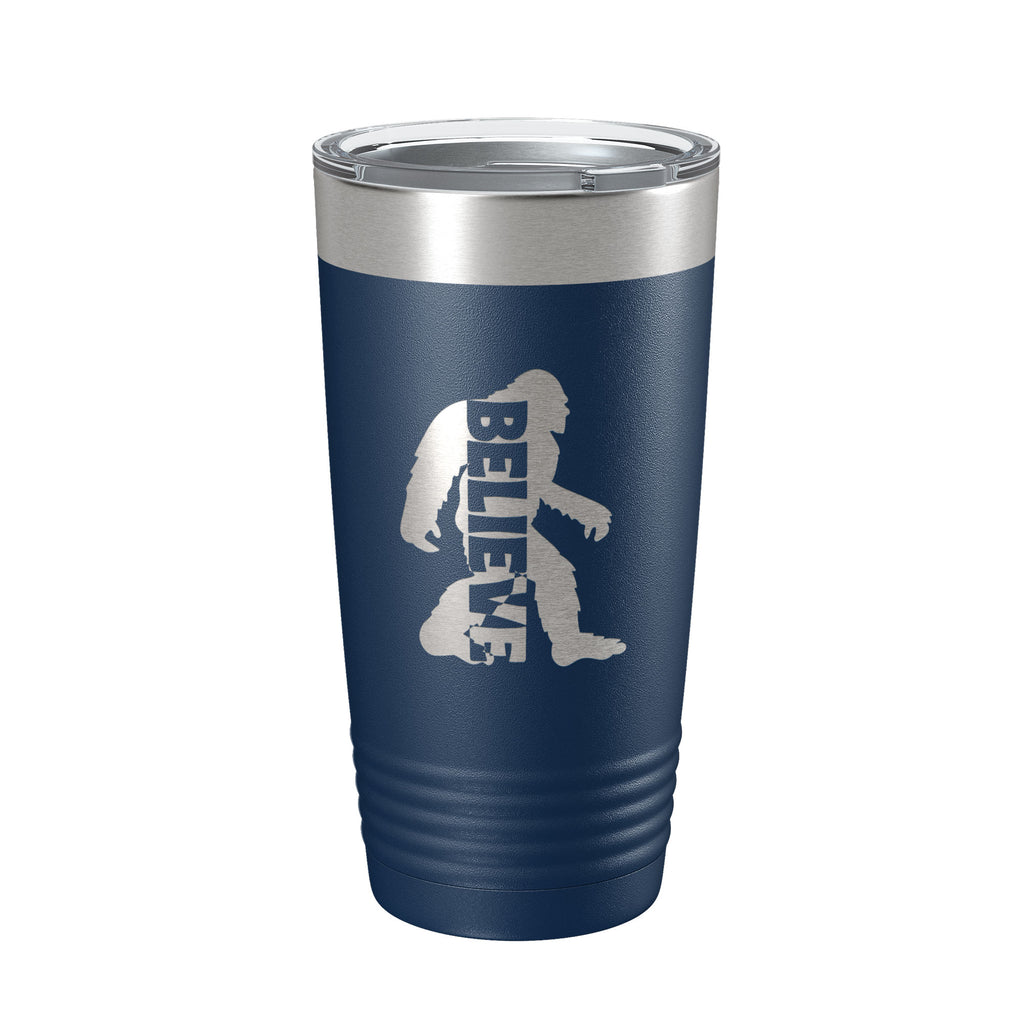 Bigfoot Tumbler I Believe Travel Mug Sasquatch Outdoorsman Camping Gift Insulated Laser Engraved Coffee Cup 20 oz