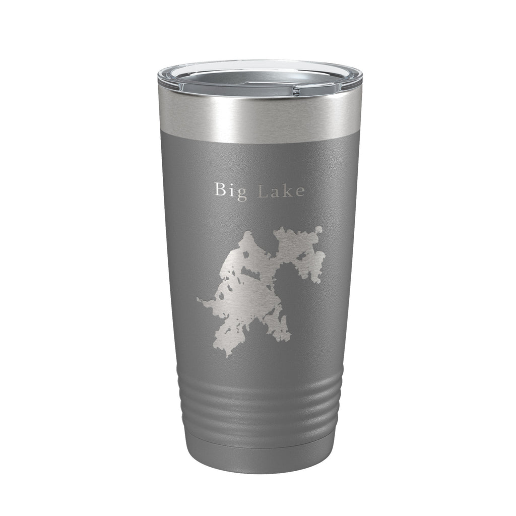 Big Lake Map Tumbler Travel Mug Insulated Laser Engraved Coffee Cup Maine 20 oz