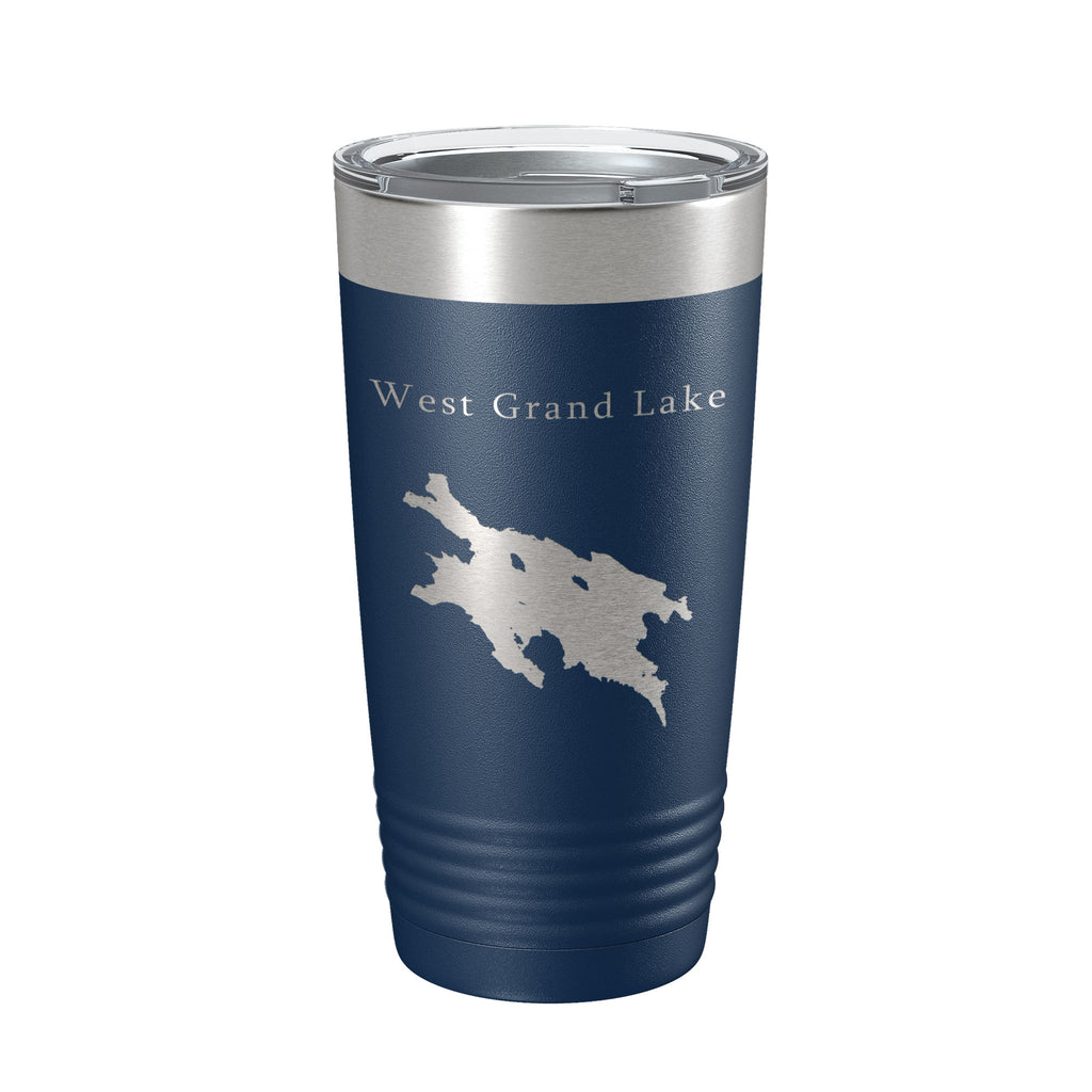 West Grand Lake Map Tumbler Travel Mug Insulated Laser Engraved Coffee Cup Maine 20 oz