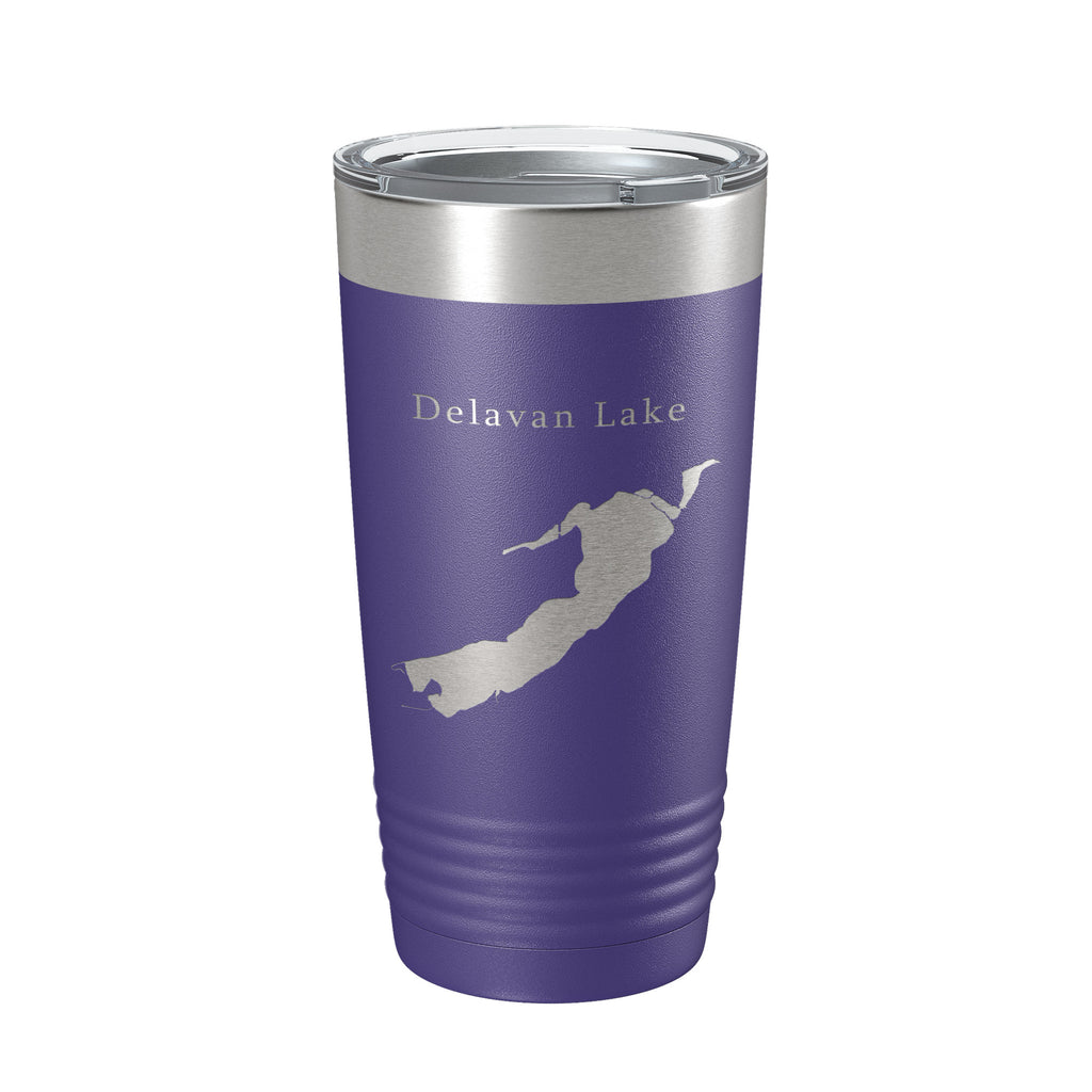 Delavan Lake Map Tumbler Travel Mug Insulated Laser Engraved Coffee Cup Wisconsin 20 oz