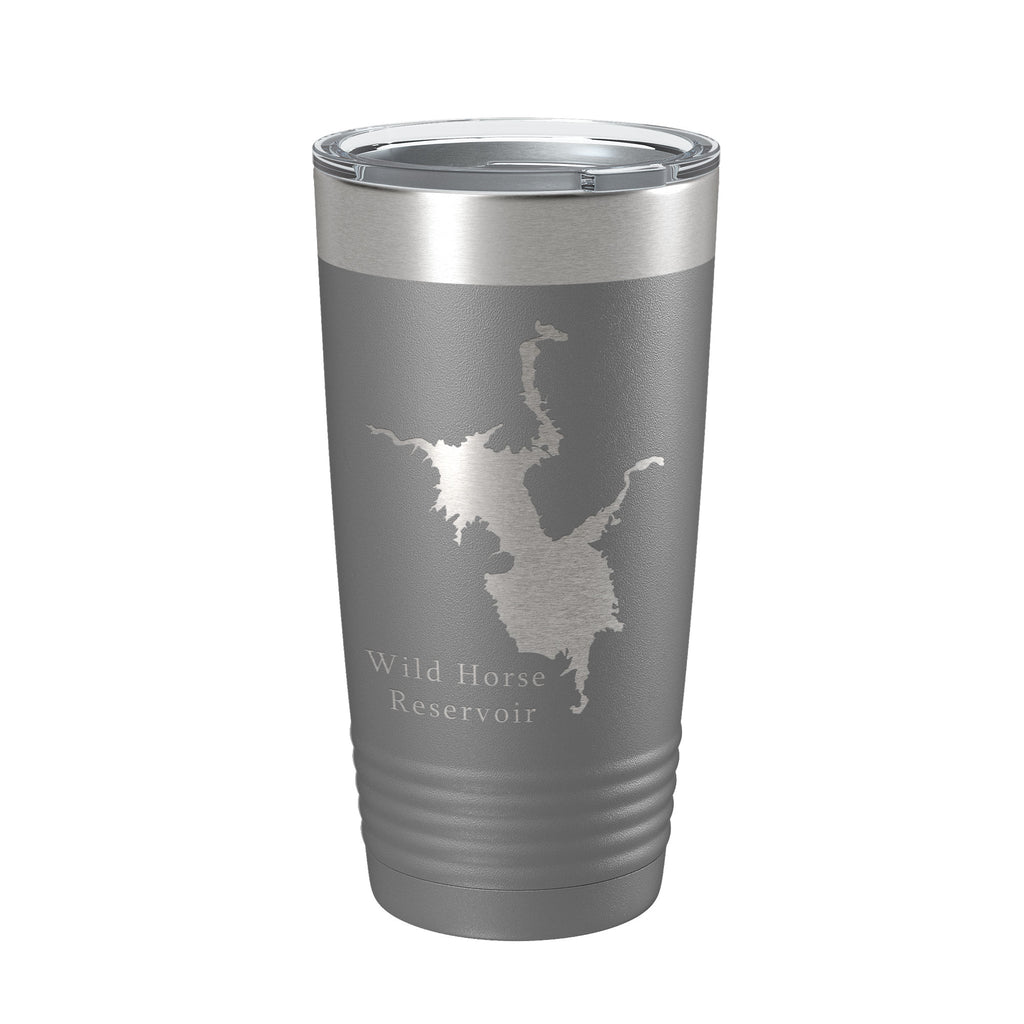 Wild Horse Reservoir Tumbler Lake Map Travel Mug Insulated Laser Engraved Coffee Cup Nevada 20 oz