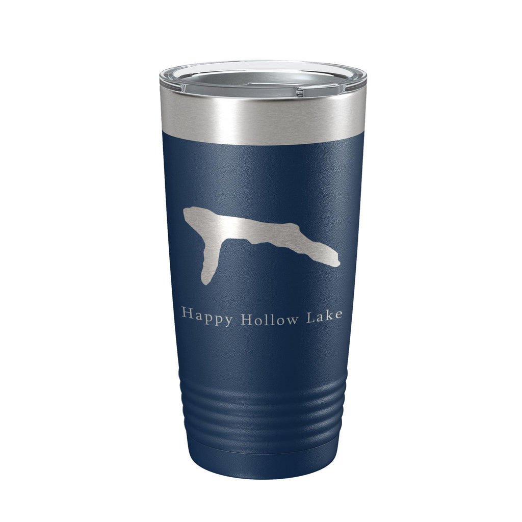 Happy Hollow Lake Map Tumbler Travel Mug Insulated Laser Engraved Coffee Cup Illinois 20 oz