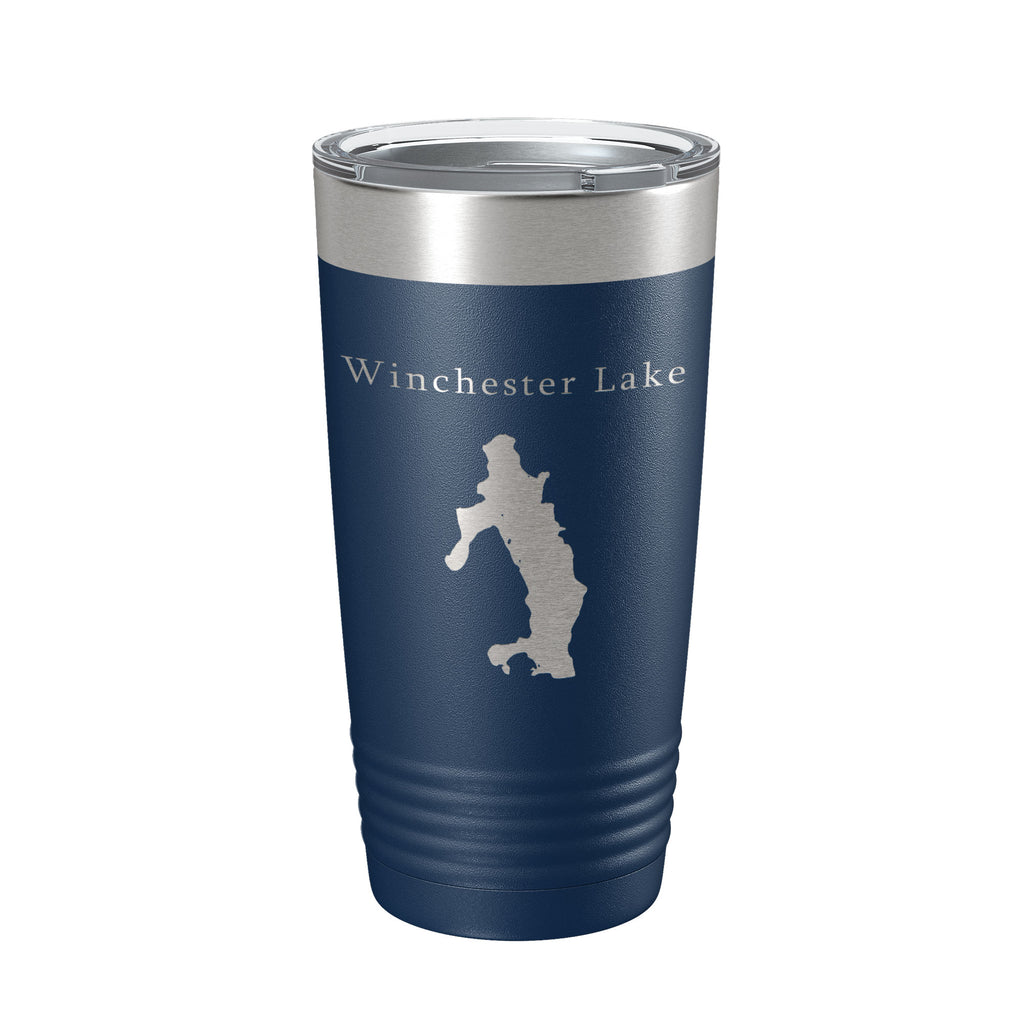 Winchester Lake Map Tumbler Travel Mug Insulated Laser Engraved Coffee Cup Connecticut 20 oz