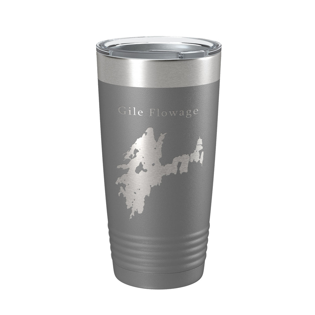 Gile Flowage Tumbler Lake Map Travel Mug Insulated Laser Engraved Coffee Cup Wisconsin 20 oz