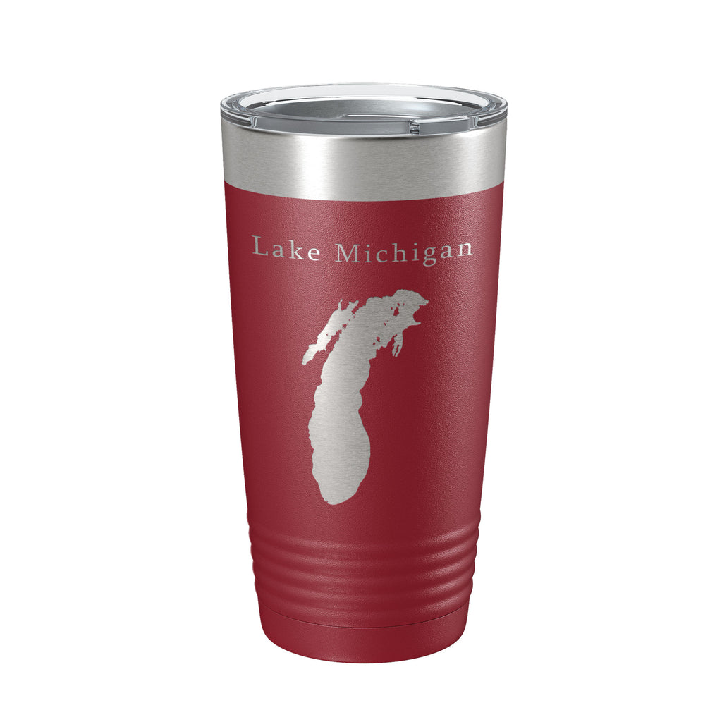 Lake Michigan Map Tumbler Travel Mug Insulated Laser Engraved Coffee Cup Illinois Wisconsin Indiana Michigan 20 oz