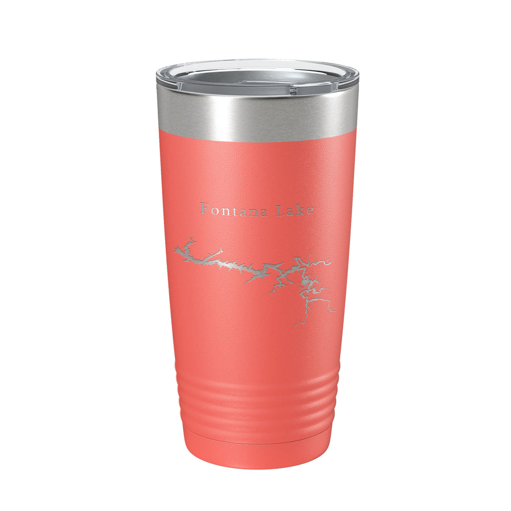 Fontana Lake Map Tumbler Travel Mug Insulated Laser Engraved Coffee Cup North Carolina 20 oz