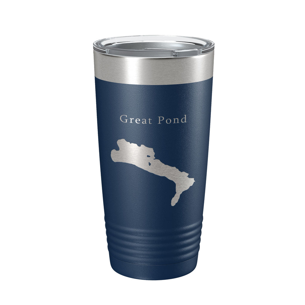 Great Pond Tumbler Lake Map Travel Mug Insulated Laser Engraved Coffee Cup Maine 20 oz