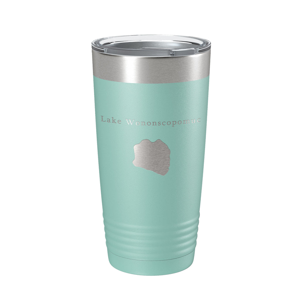 Lake Wononscopomuc Map Tumbler Travel Mug Insulated Laser Engraved Coffee Cup Connecticut 20 oz