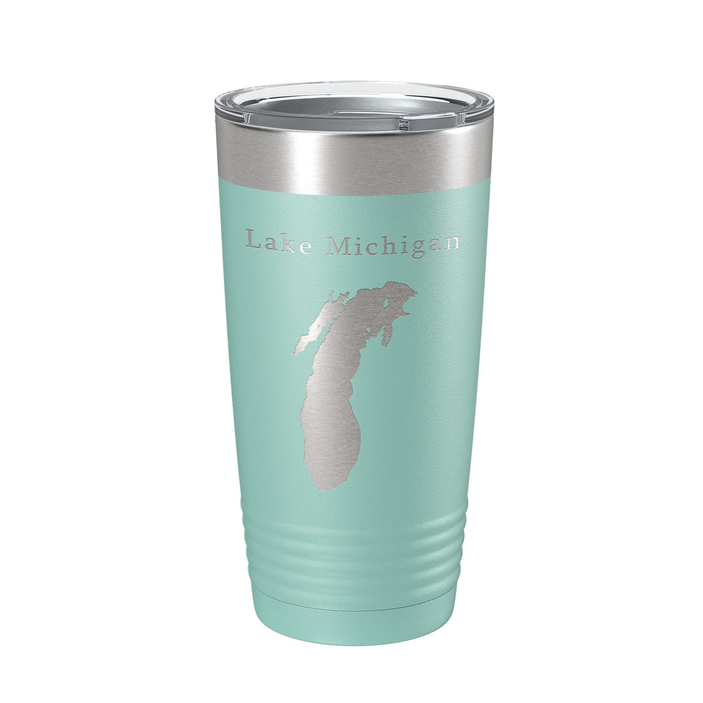 Lake Michigan Map Tumbler Travel Mug Insulated Laser Engraved Coffee Cup Illinois Wisconsin Indiana Michigan 20 oz