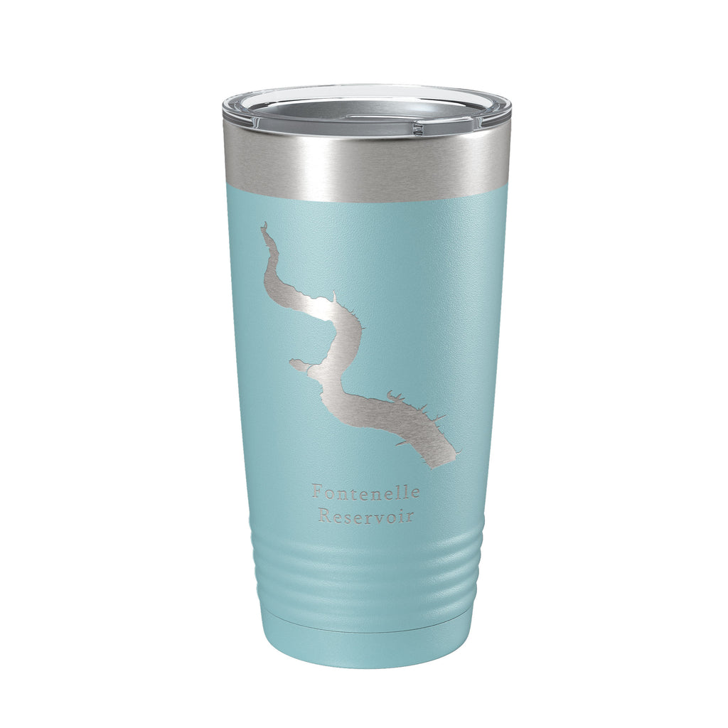 Fontenelle Reservoir Tumbler Lake Map Travel Mug Insulated Laser Engraved Coffee Cup Wyoming 20 oz