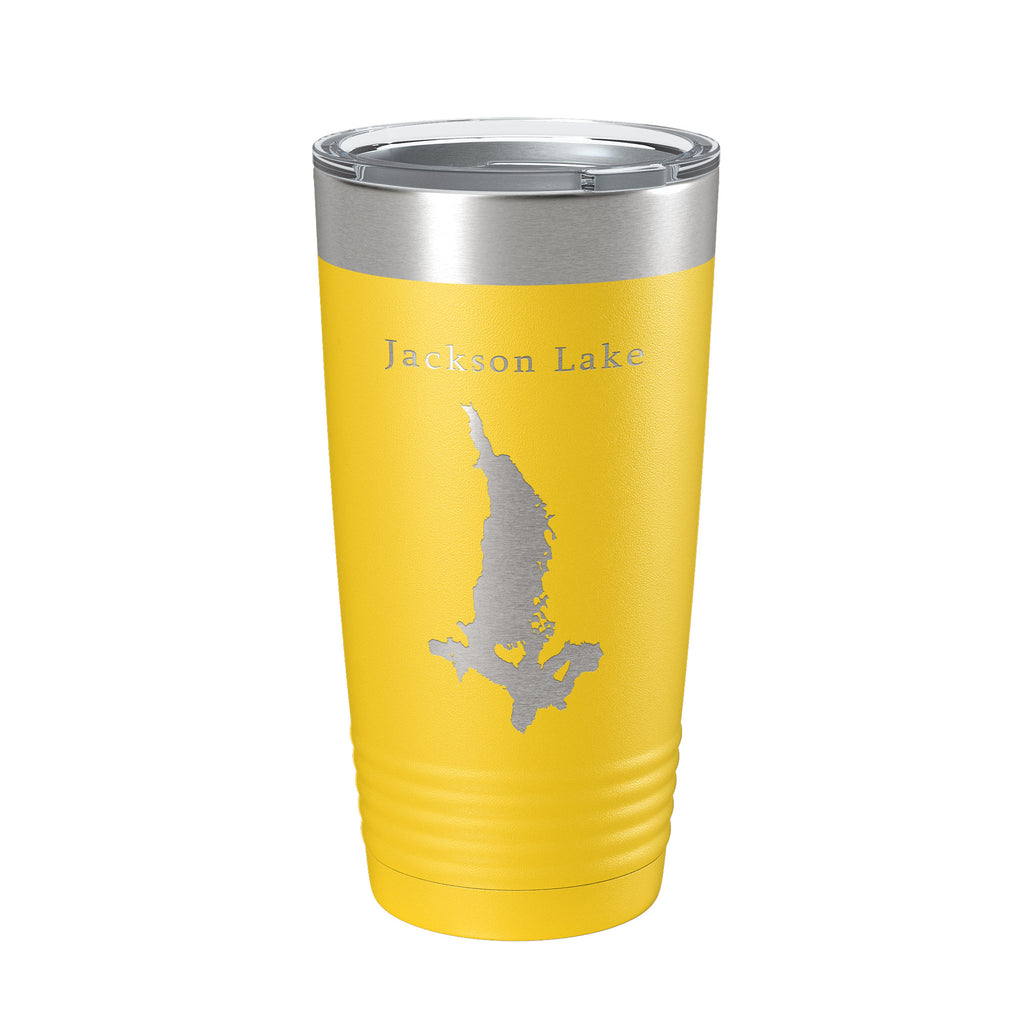 Jackson Lake Map Tumbler Travel Mug Insulated Laser Engraved Coffee Cup Grand Teton Wyoming 20 oz