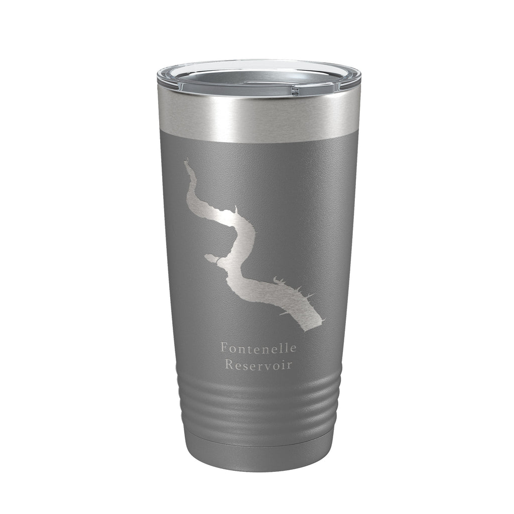 Fontenelle Reservoir Tumbler Lake Map Travel Mug Insulated Laser Engraved Coffee Cup Wyoming 20 oz