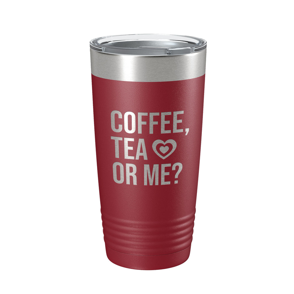 Valentine's Day Tumbler Coffee Tea Or Me Travel Mug Gift Insulated Laser Engraved Coffee Cup 20 oz