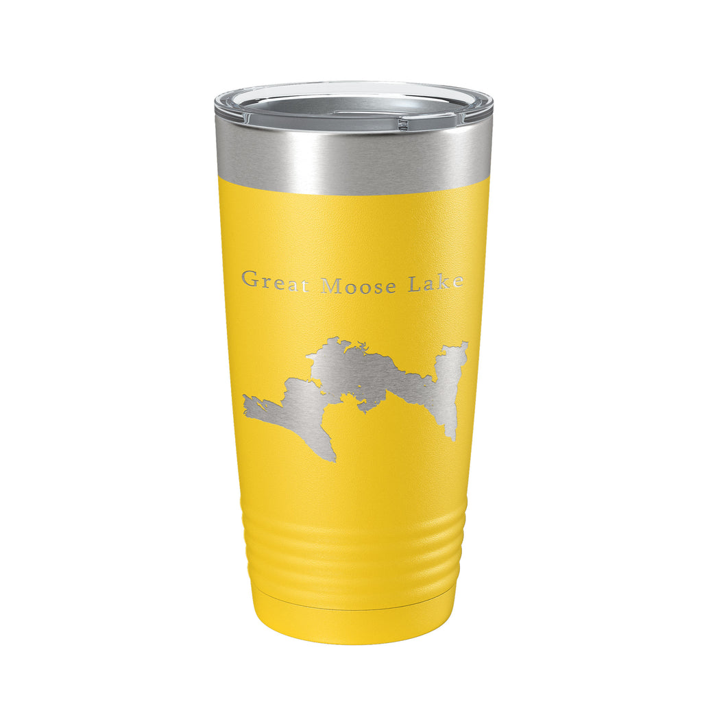 Great Moose Lake Map Tumbler Travel Mug Insulated Laser Engraved Coffee Cup Maine 20 oz