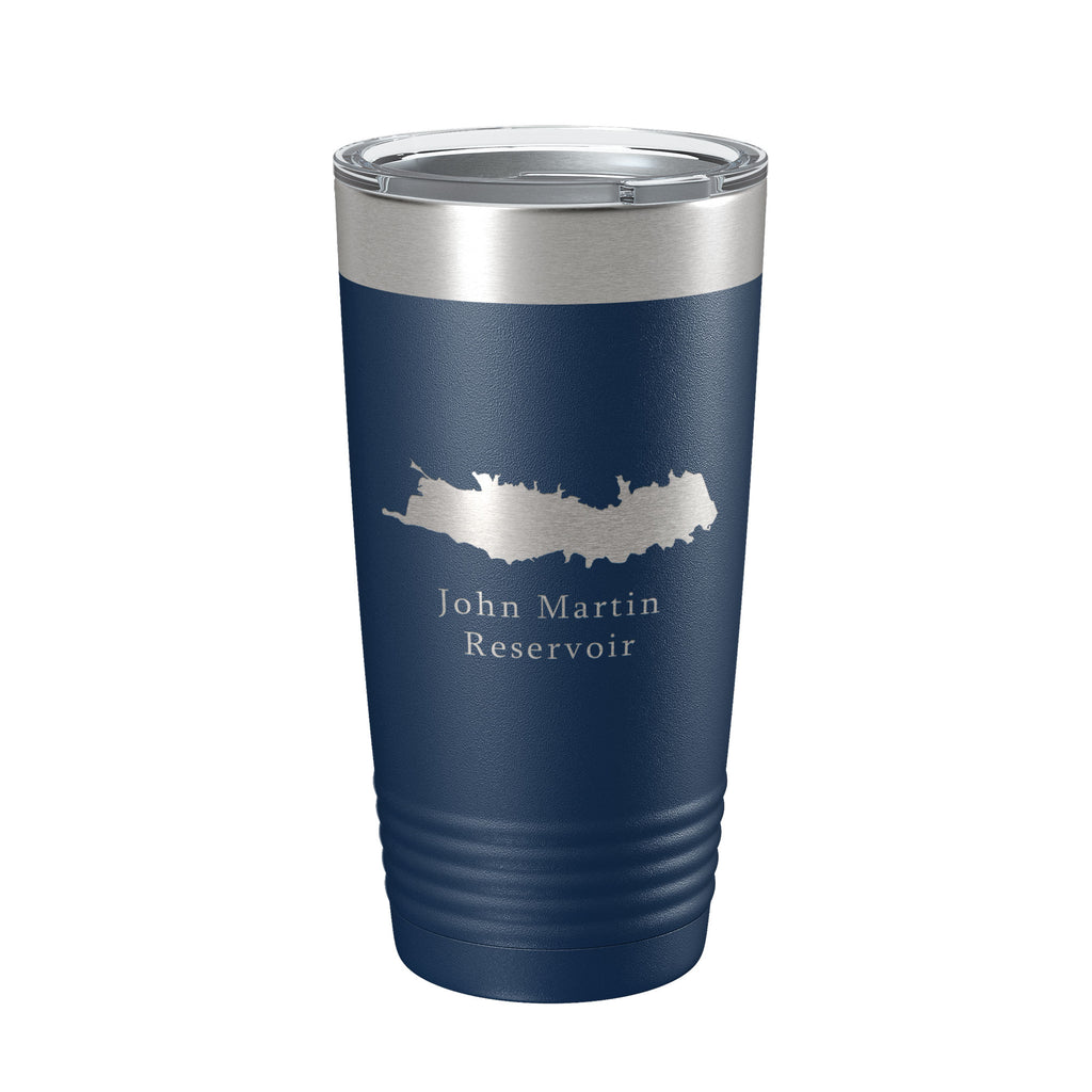 John Martin Reservoir Tumbler Lake Map Travel Mug Insulated Laser Engraved Coffee Cup Colorado 20 oz