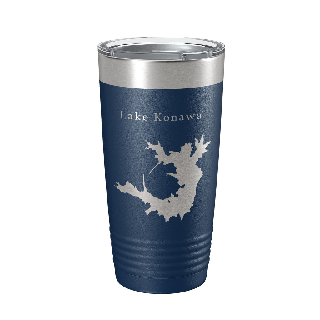 Lake Konawa Map Tumbler Travel Mug Insulated Laser Engraved Coffee Cup Oklahoma 20 oz