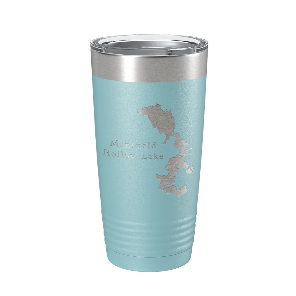 Mansfield Hollow Lake Map Tumbler Travel Mug Insulated Laser Engraved Coffee Cup Connecticut 20 oz