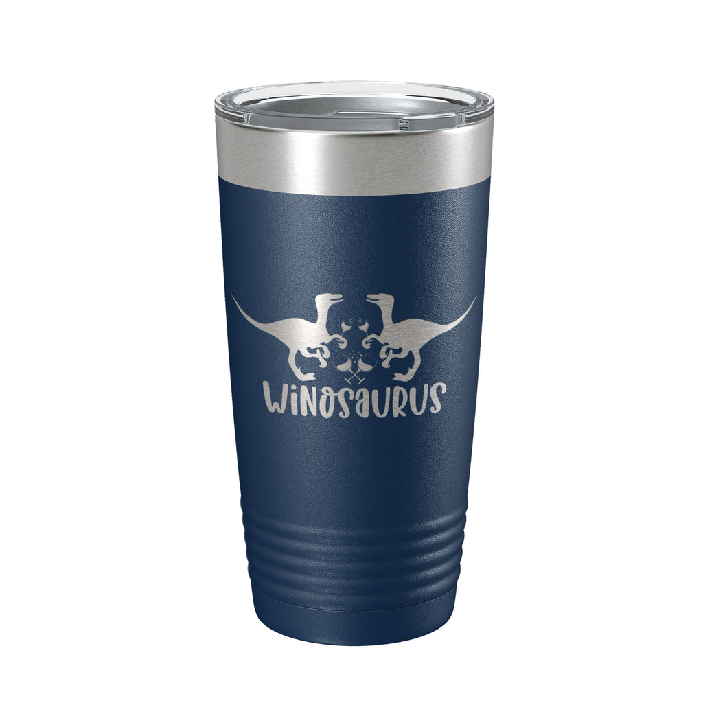 Winosaurus Tumbler Travel Mug Wine Dinosaur Funny Gift Insulated Laser Engraved Coffee Cup 20 oz