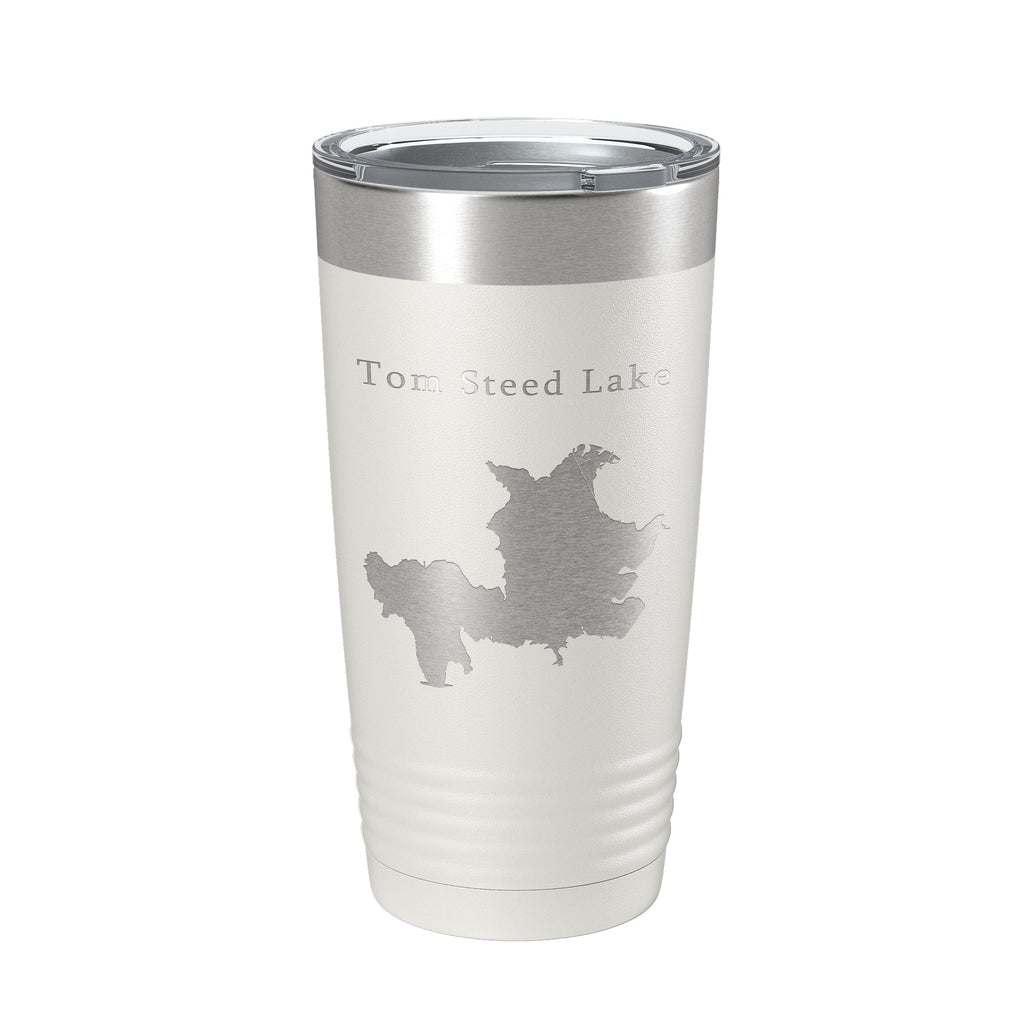 Tom Steed Lake Map Tumbler Travel Mug Insulated Laser Engraved Coffee Cup Oklahoma 20 oz