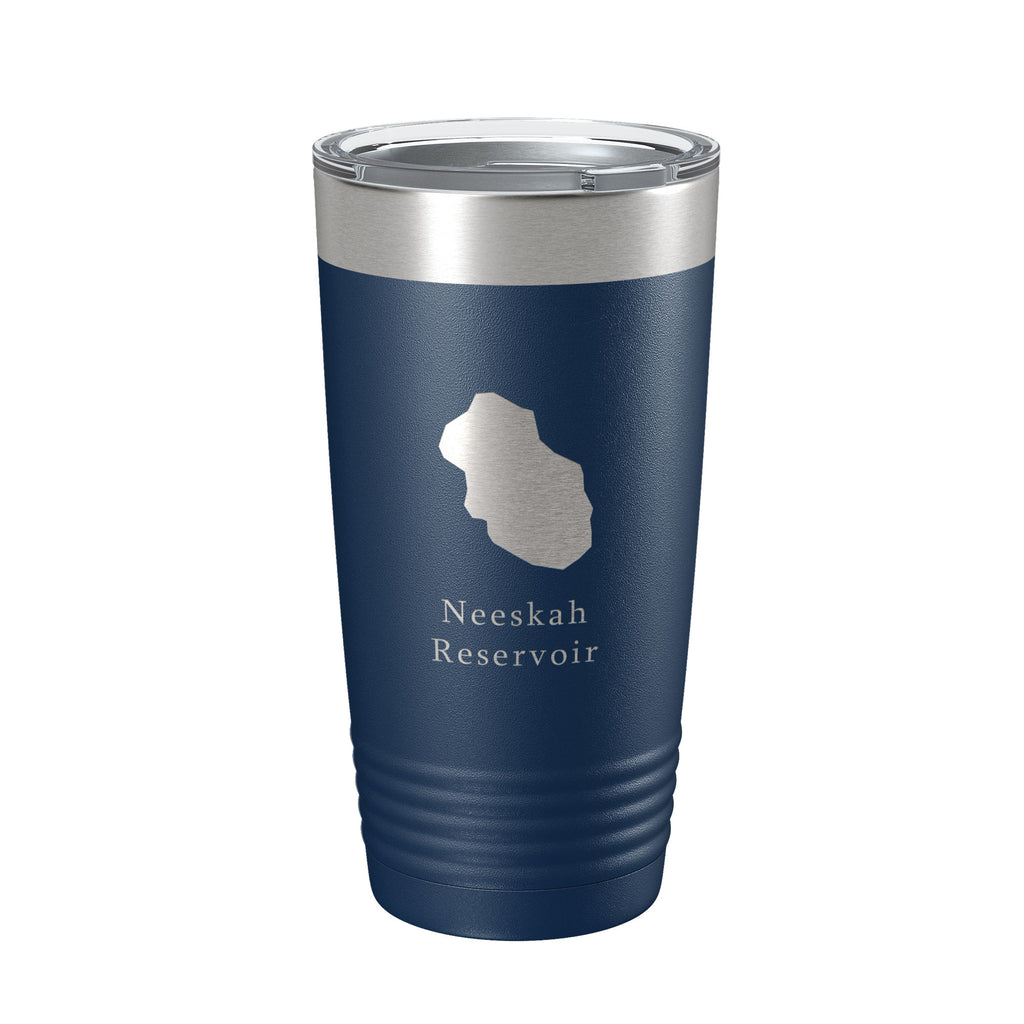 Neeskah Reservoir Tumbler Lake Map Travel Mug Insulated Laser Engraved Coffee Cup Colorado 20 oz