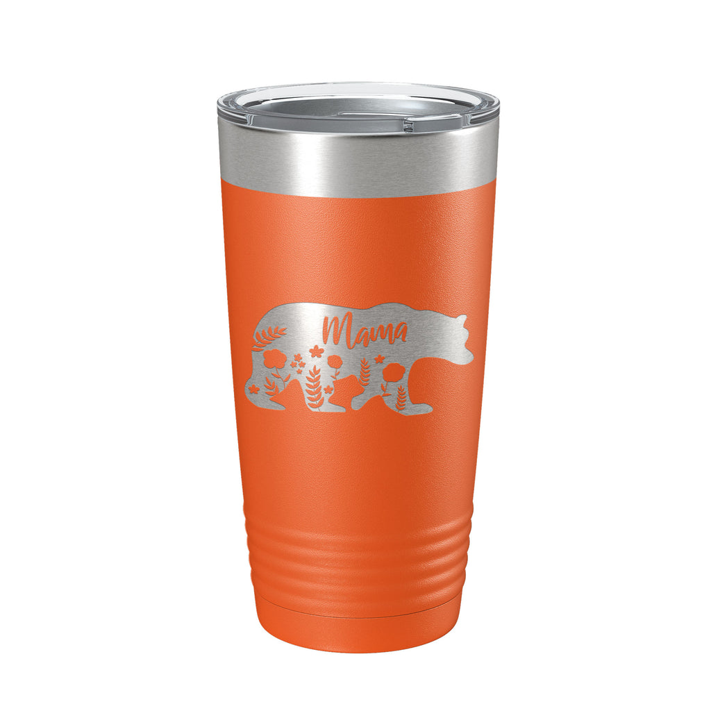 Mama Bear Tumbler Travel Mug Insulated Laser Engraved Coffee Cup Momma Mama Gift Mother's Day Floral 20 oz