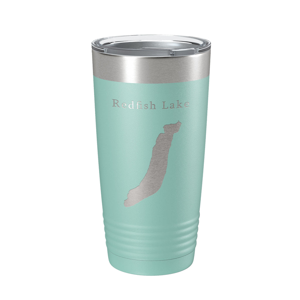 Redfish Lake Map Tumbler Travel Mug Insulated Laser Engraved Coffee Cup Idaho 20 oz