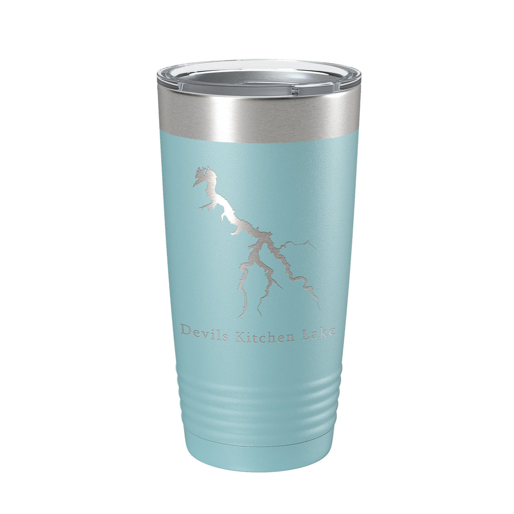 Devils Kitchen Lake Map Tumbler Travel Mug Insulated Laser Engraved Coffee Cup Illinois 20 oz