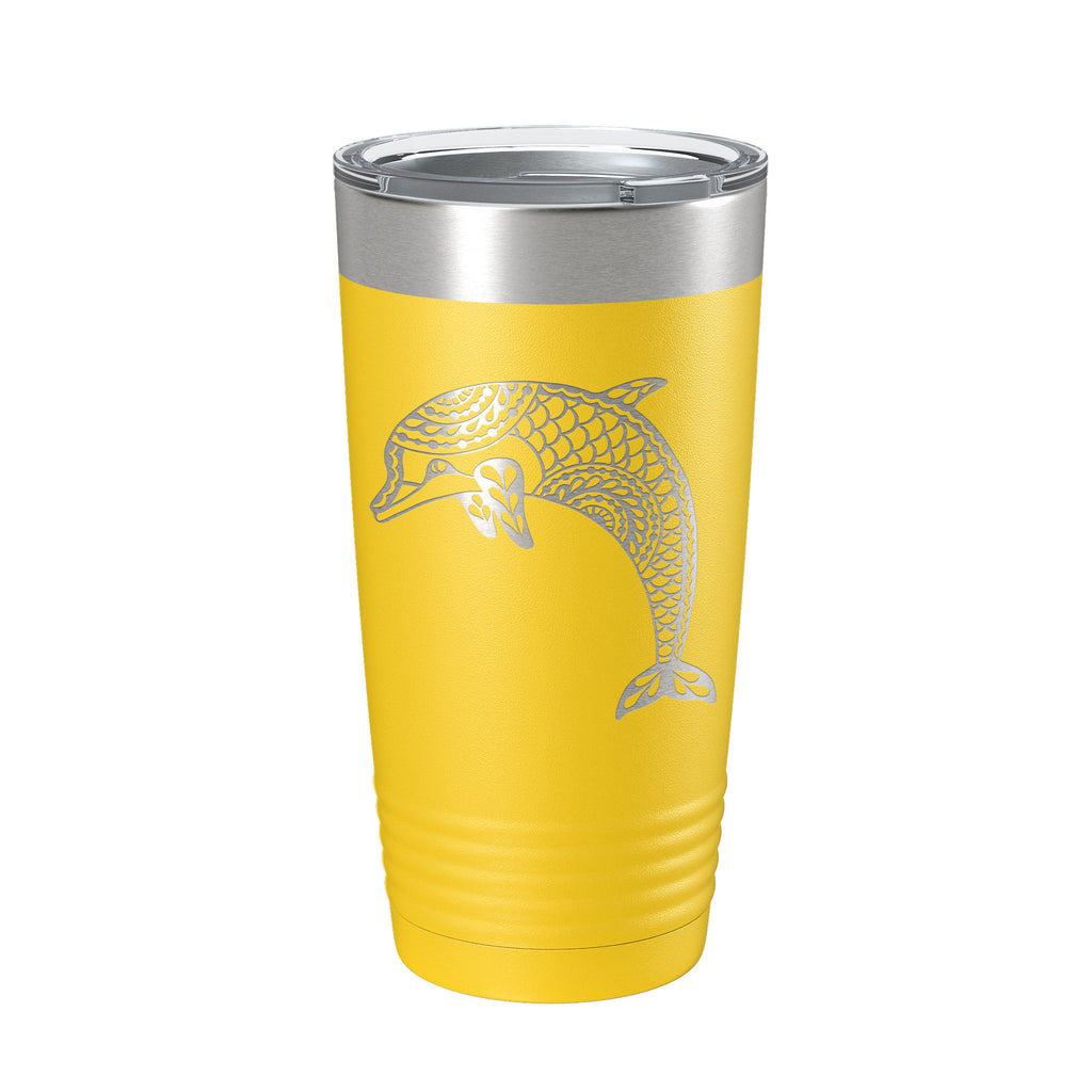 Dolphin Tumbler Zentangle Travel Mug Insulated Laser Engraved Coffee Cup 20 oz