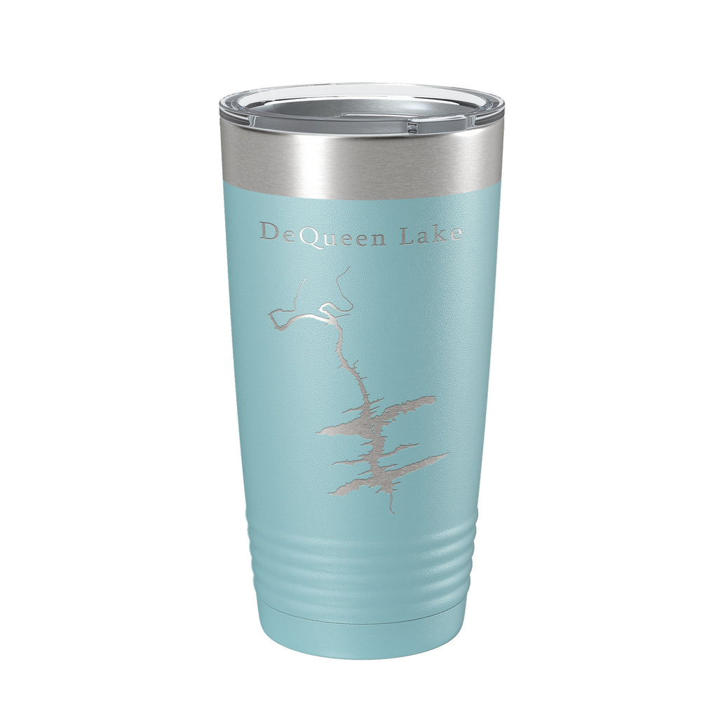 DeQueen Lake Map Tumbler Travel Mug Insulated Laser Engraved Coffee Cup Arkansas 20 oz