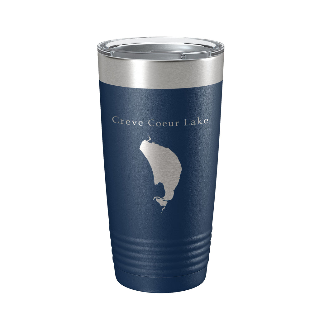 Creve Coeur Lake Map Tumbler Travel Mug Insulated Laser Engraved Coffee Cup St. Louis, Missouri 20 oz