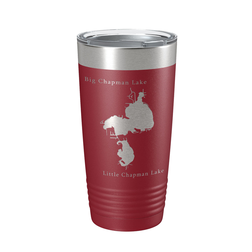 Chapman Lakes Map Tumbler Travel Mug Insulated Laser Engraved Coffee Cup Indiana 20 oz