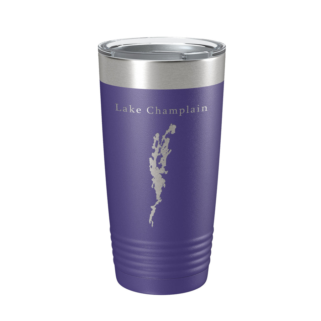 Lake Champlain Map Tumbler Travel Mug Insulated Laser Engraved Coffee Cup Vermont New York Canada 20 oz