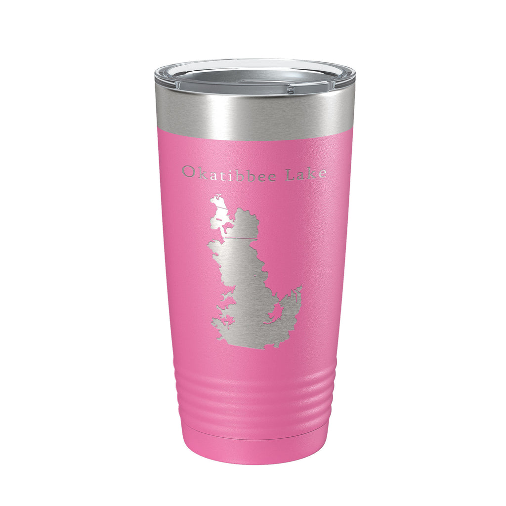 Okatibbee Lake Map Tumbler Travel Mug Insulated Laser Engraved Coffee Cup Mississippi 20 oz