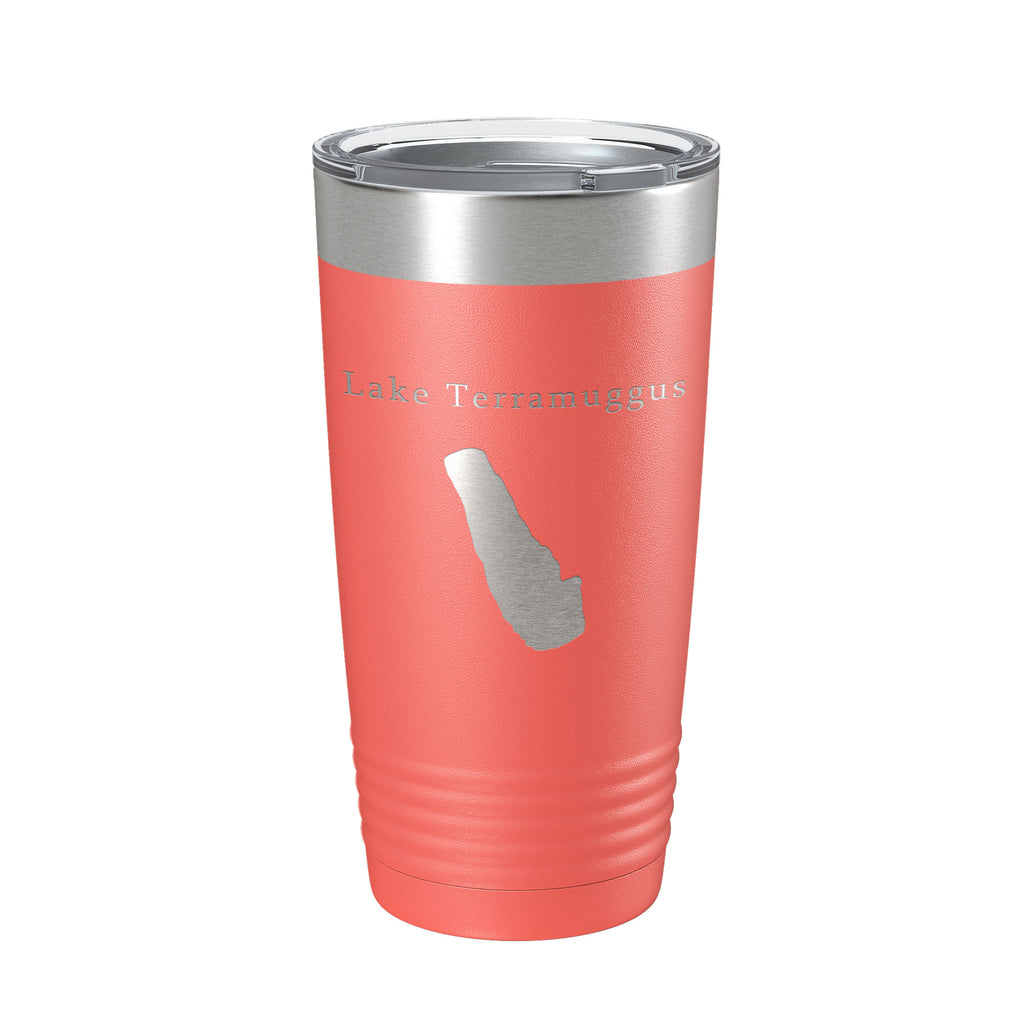 Lake Terramuggus Map Tumbler Travel Mug Insulated Laser Engraved Coffee Cup Connecticut 20 oz