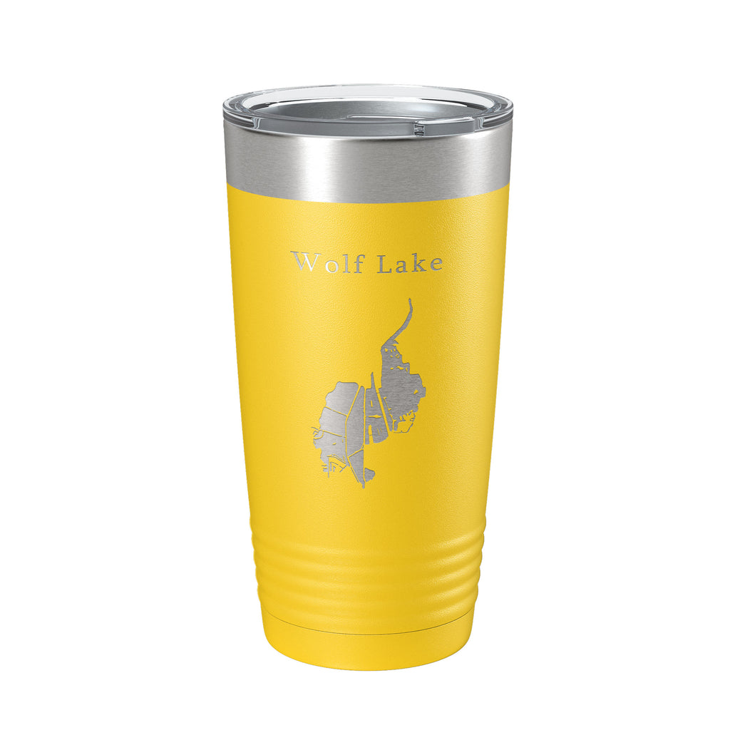 Wolf Lake Map Tumbler Travel Mug Insulated Laser Engraved Coffee Cup Indiana Illinois 20 oz