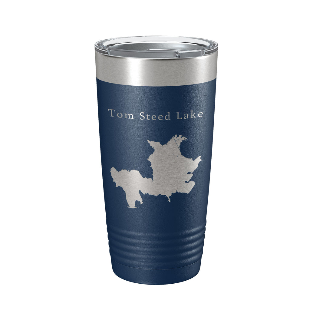 Tom Steed Lake Map Tumbler Travel Mug Insulated Laser Engraved Coffee Cup Oklahoma 20 oz