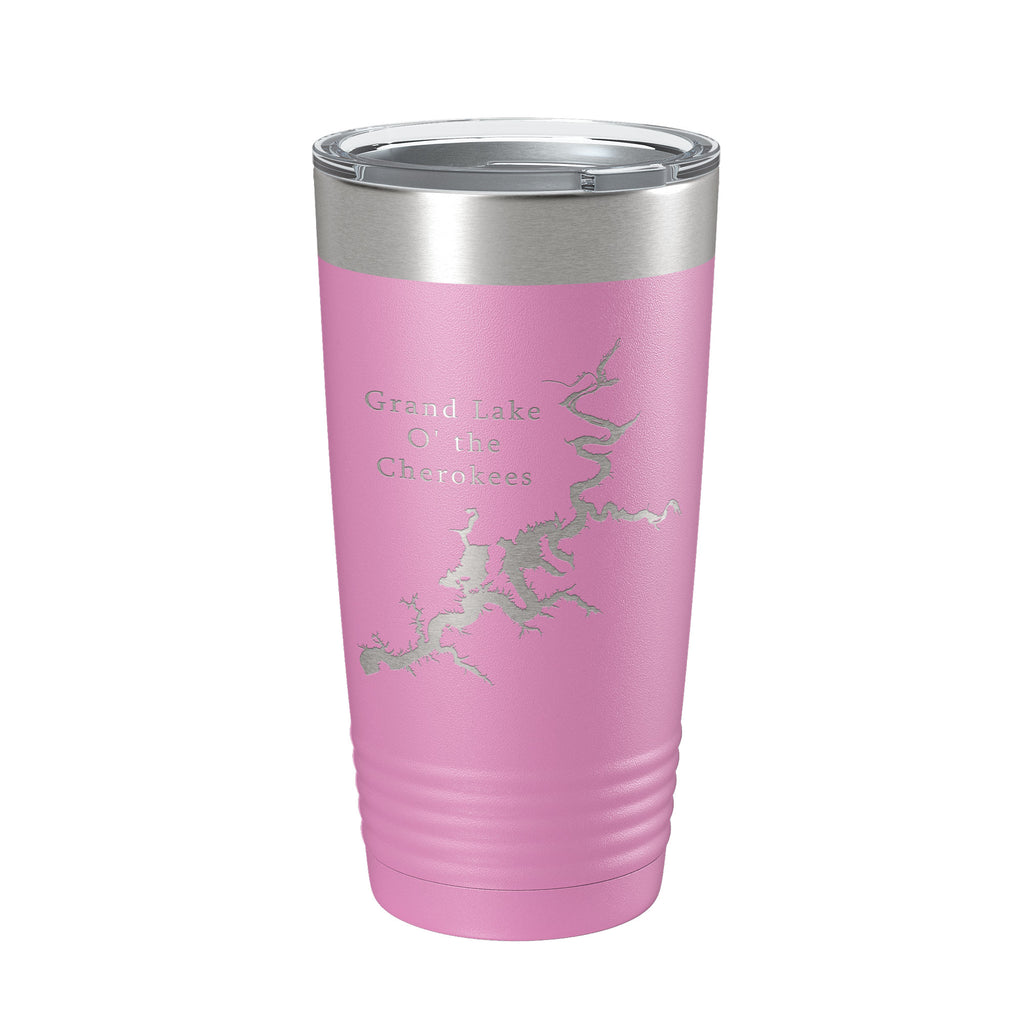 Grand Lake O' the Cherokees Map Tumbler Travel Mug Insulated Laser Engraved Coffee Cup Oklahoma 20 oz