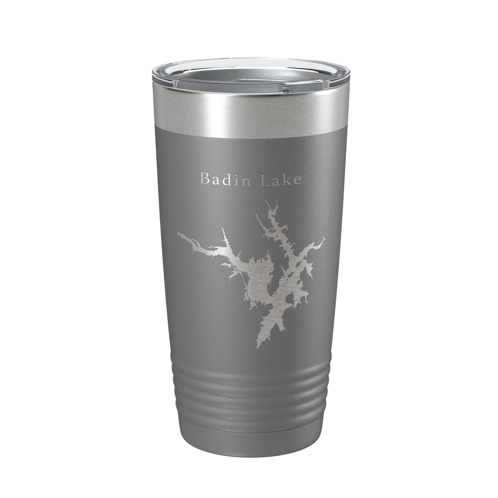 Badin Lake Map Tumbler Travel Mug Insulated Laser Engraved Coffee Cup North Carolina 20 oz