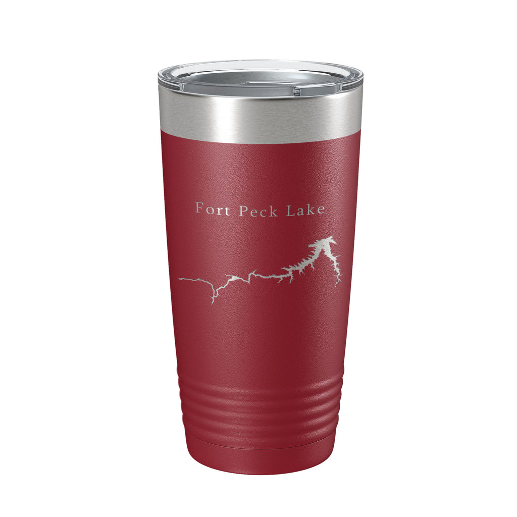 Fort Peck Lake Map Tumbler Travel Mug Insulated Laser Engraved Coffee Cup Montana 20 oz